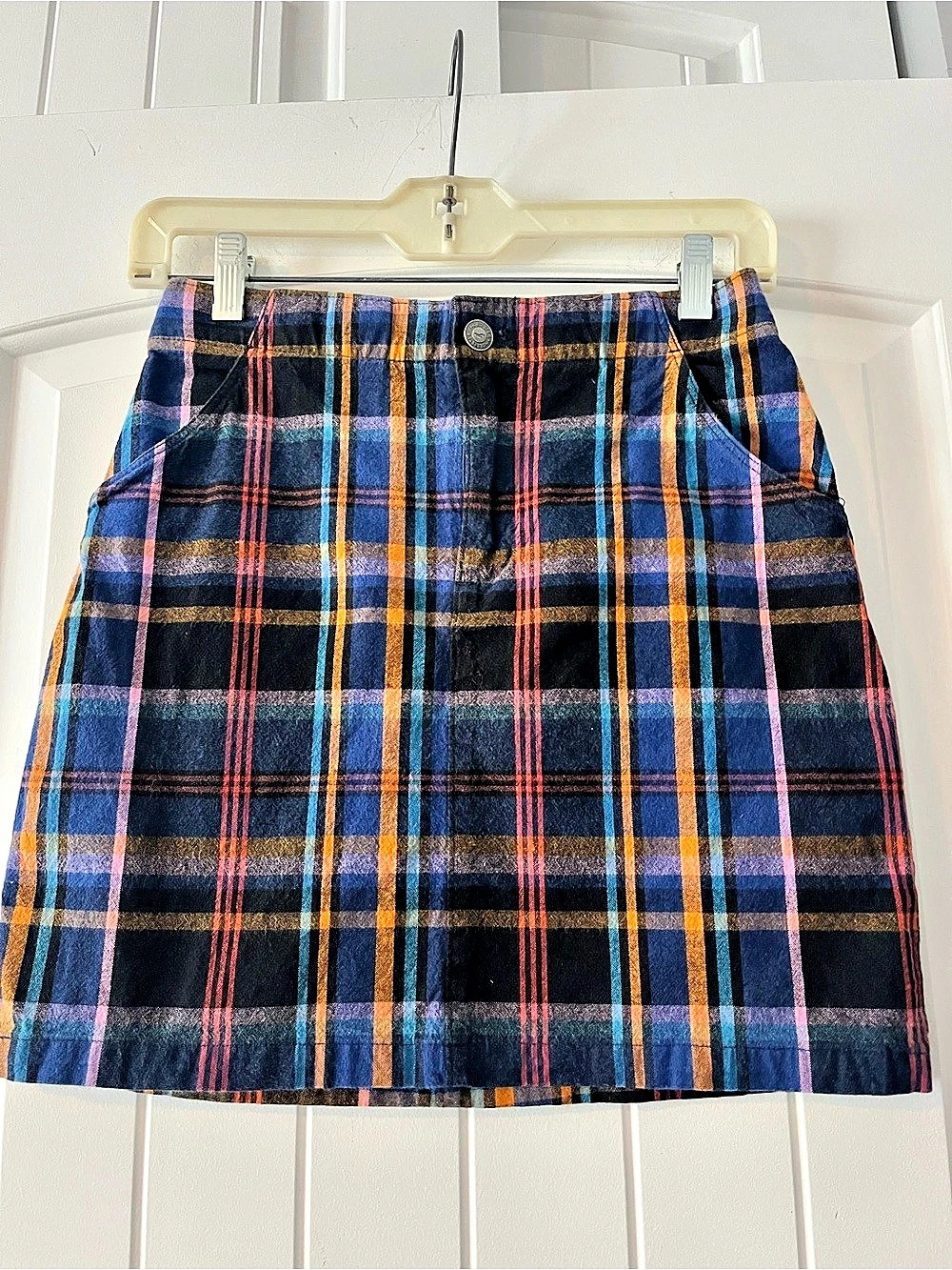 Hollister Ultra High-Rise Plaid Mini Skirt Blue & Black XS